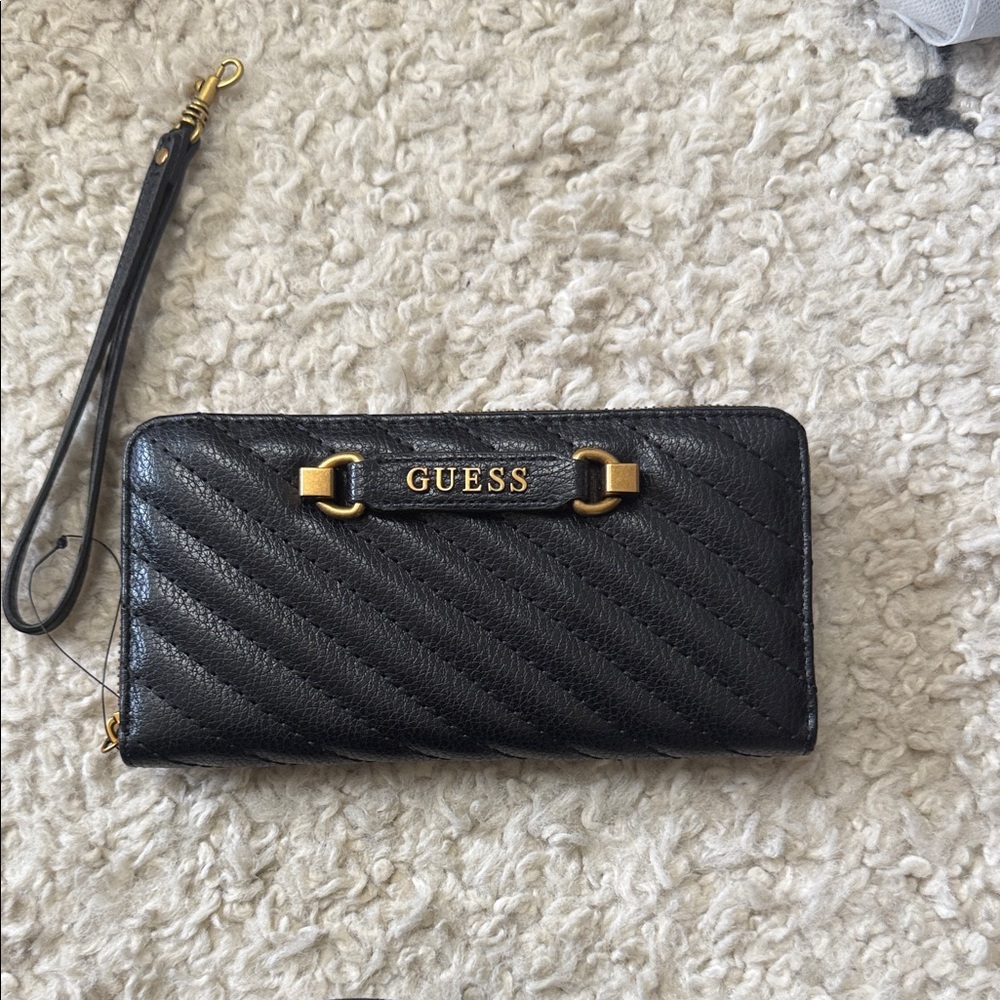 Guess Black Quilted Wristlet
